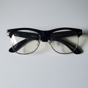 Cotton On Clark Sunnies Fashion Eyeglasses Hipster Black Frame Gold Rimmed
